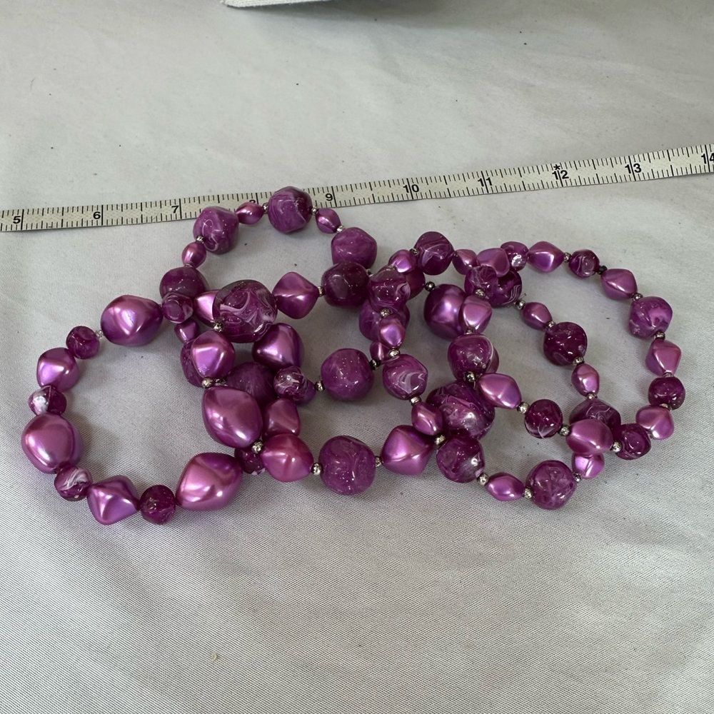 Vintage purple stretch bead bracelets with earrings
